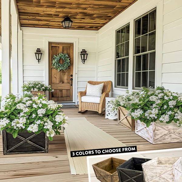 Outdoor Treated Oversized Wooden Square Planter, Choose Your Color