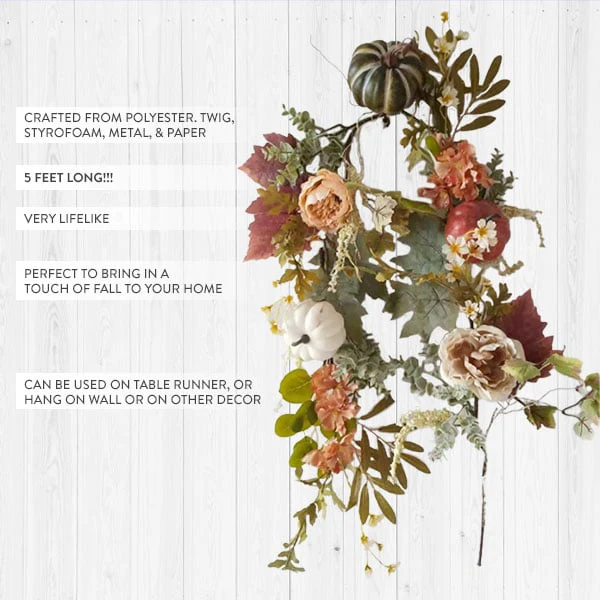 5 Foot Long Mixed Floral Fall Garland