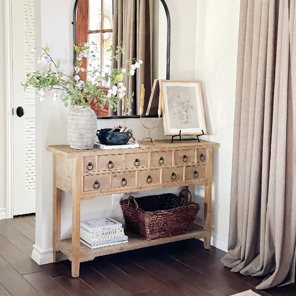 Antique Inspired Apothecary Console Table with Storage