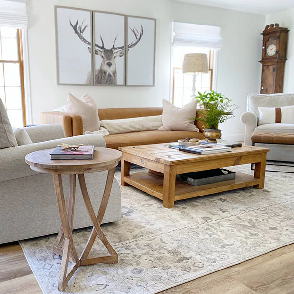 Organic Wood Curved Leg Accent Table