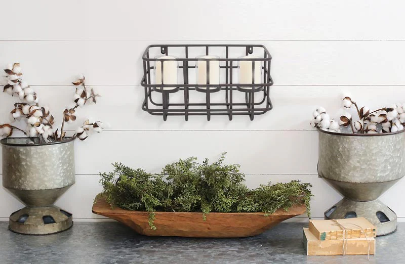 Metal Basket Wall Candle Sconce