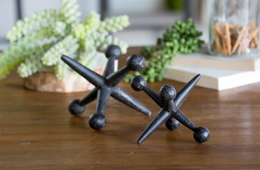 Decorative Oversized Metal Jacks, Set of 2