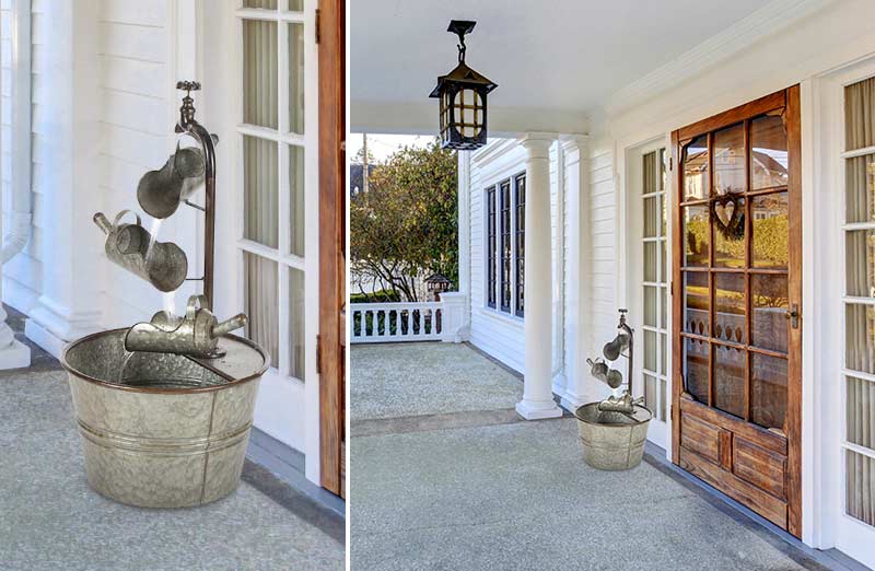 Galvanized Metal Grain Scoop Fountain