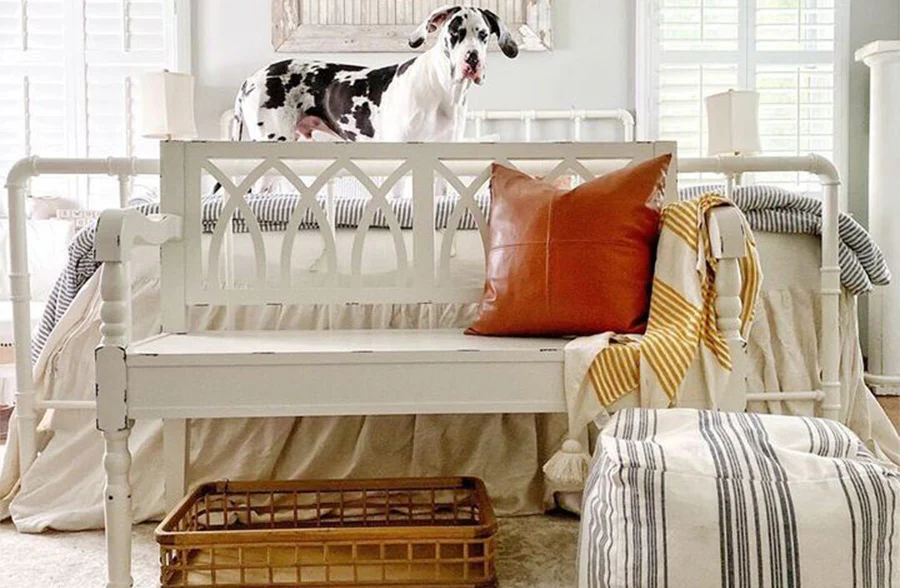 Chippy White Wooden Bench