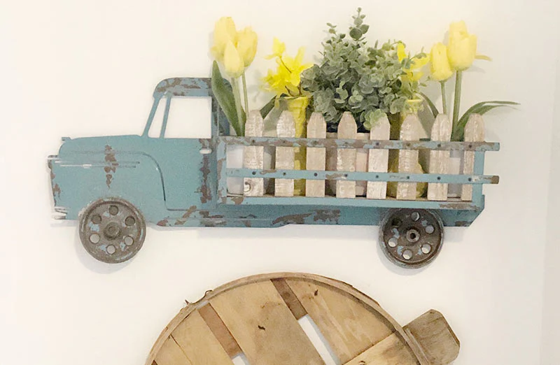 Distressed Blue Truck Shelf