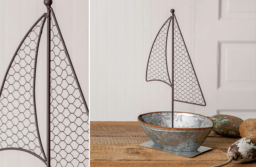 Galvanized Sailboat Bowl