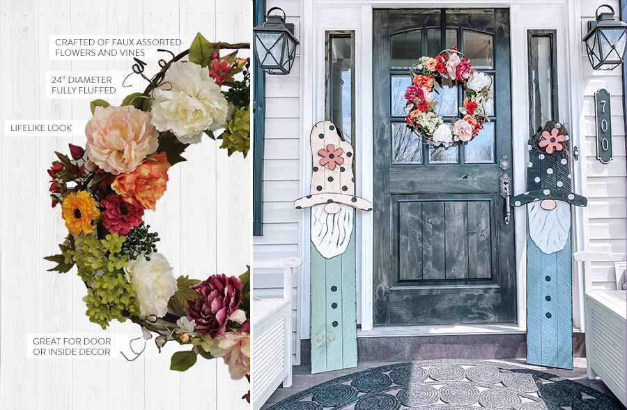 Premium Mixed Floral and Vine Wreath