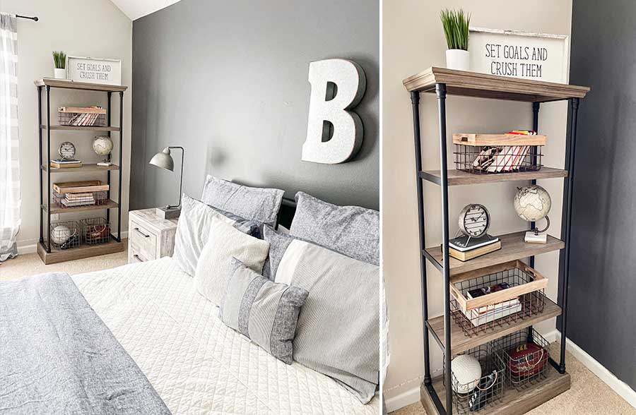 Wooden Framed Wire Baskets, Set of 2