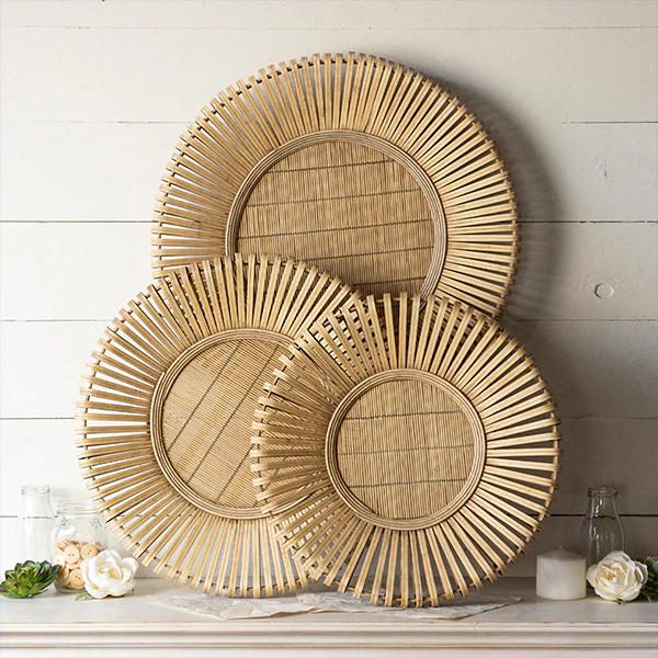 Bamboo Wall Baskets, Set of 3