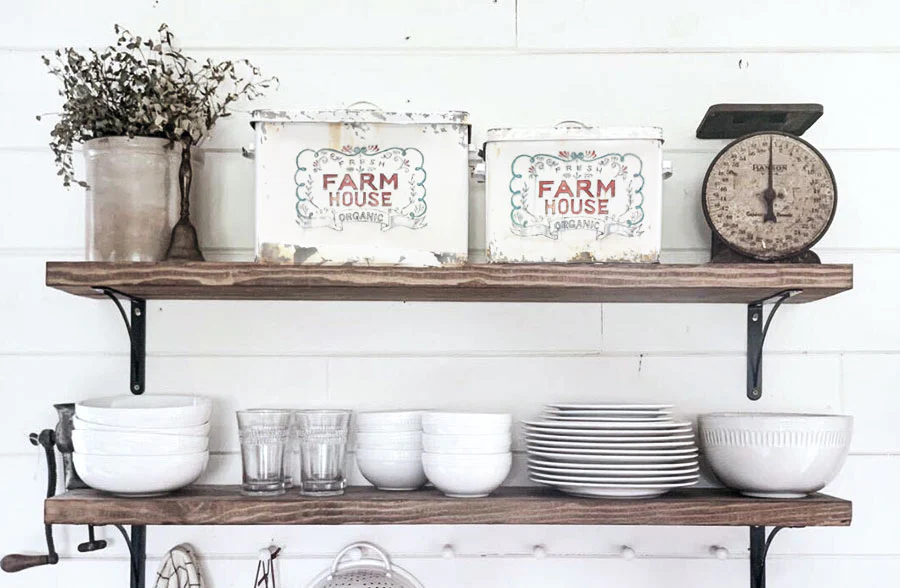 Distressed White Farm House Bins