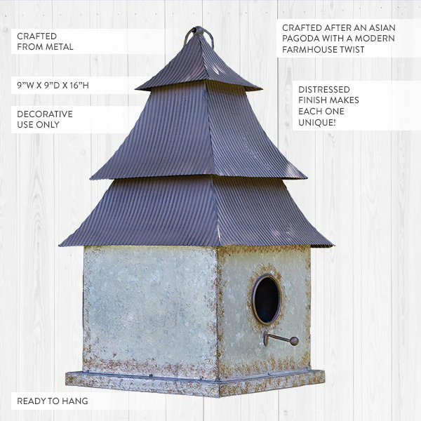 Galvanized Metal Pagoda Bird House