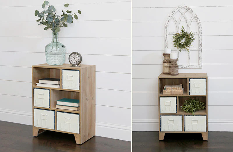 Enamel Drawer Asymmetrical Accent Table