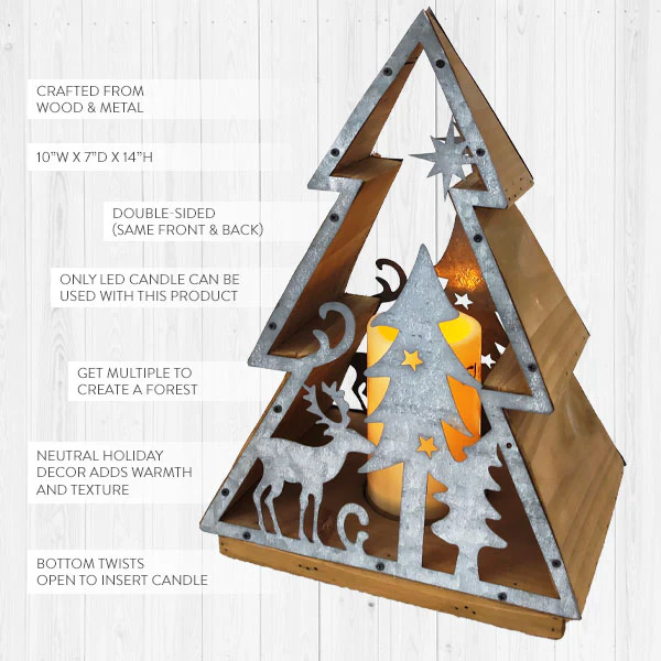 Magical Winter Forest Scene Candle Lantern