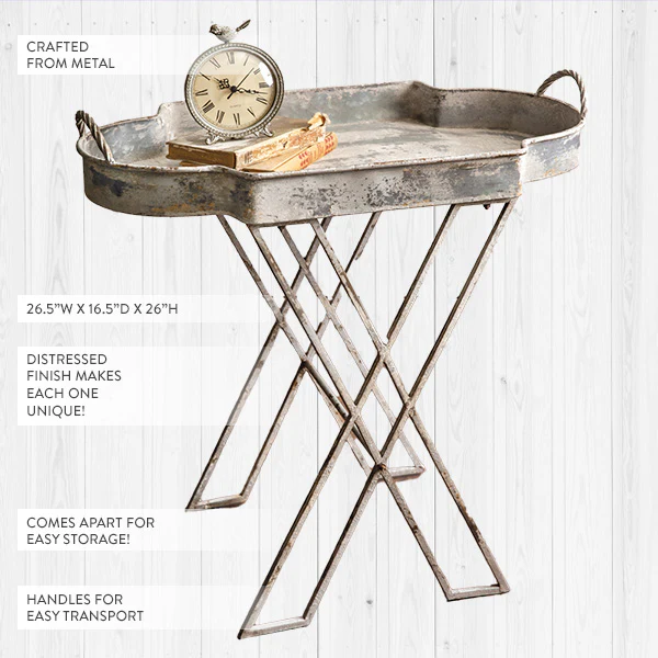 Distressed Metal Butler Table Tray