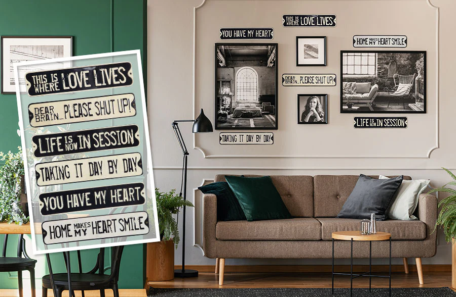 Embossed Street Sign Decor, Set of 6