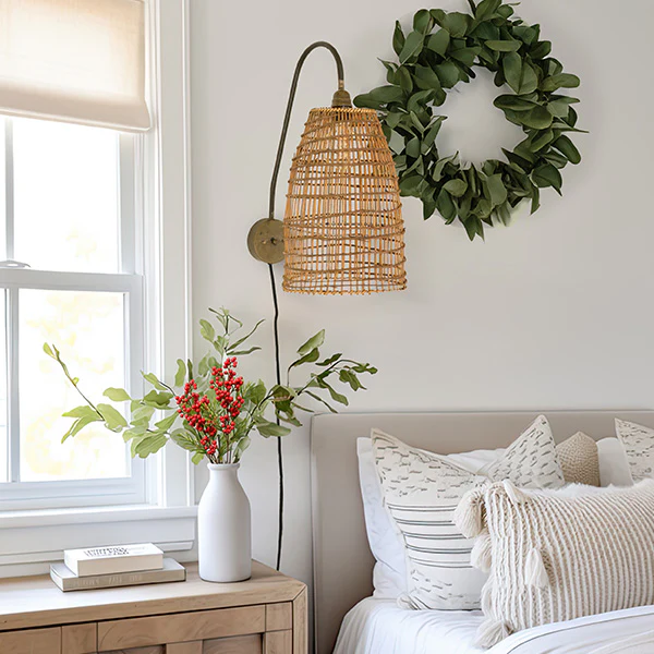 Wicker Lamp Wall Sconce