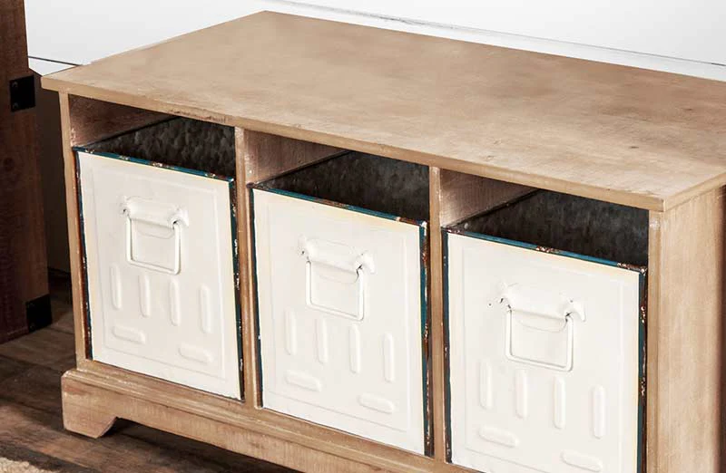 Enamel Drawer Storage Bench