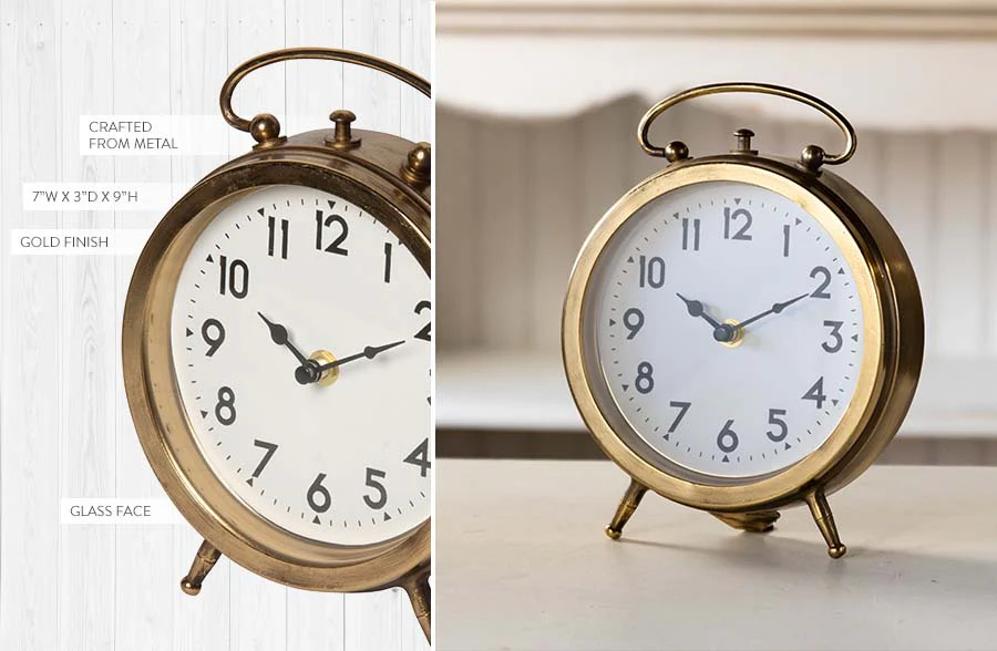 Gold Metal Finish Table Clock