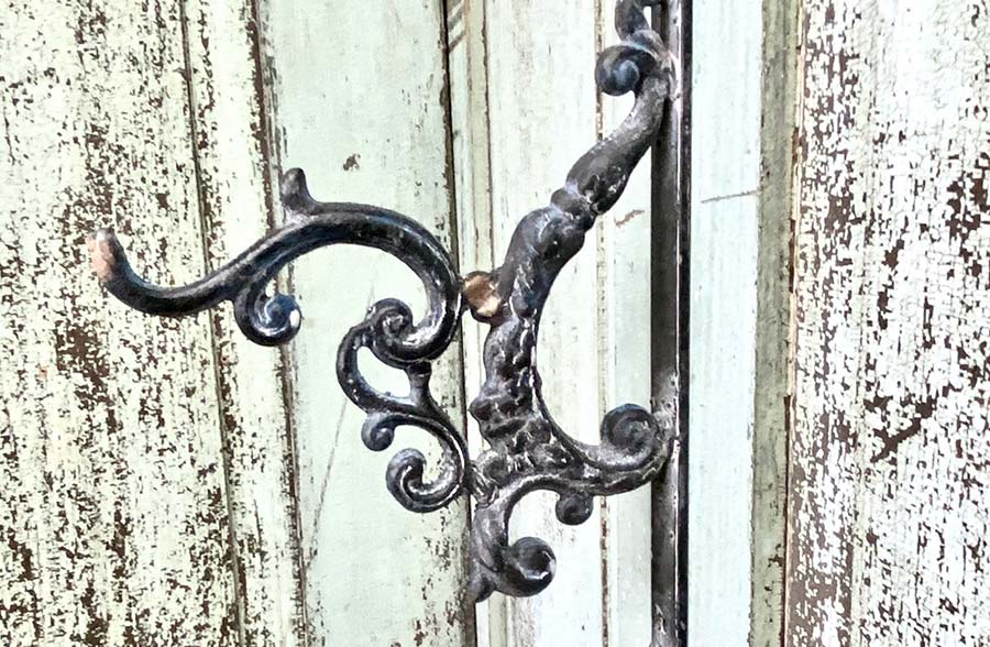 Distressed Metal Leafwork Hook