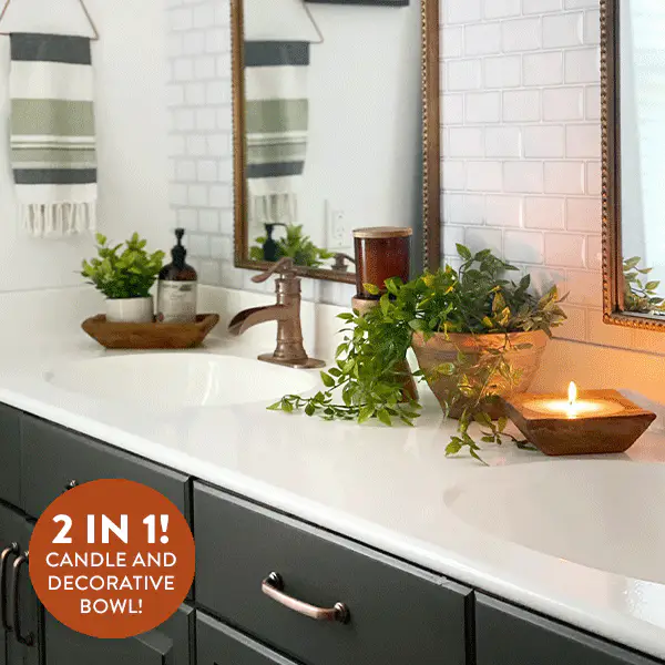 Organic Hand Carved Dough Bowl with Scented Candle