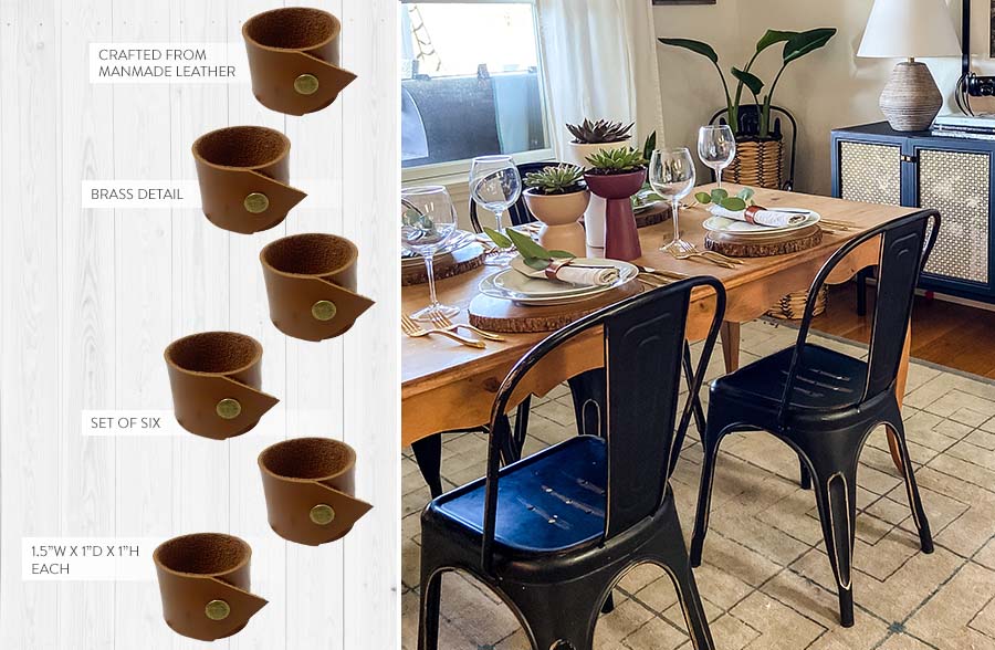 Leather Napkin Rings, Set of 6