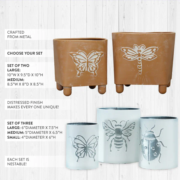 Antique Finish Insect Planters, Pick Your Style