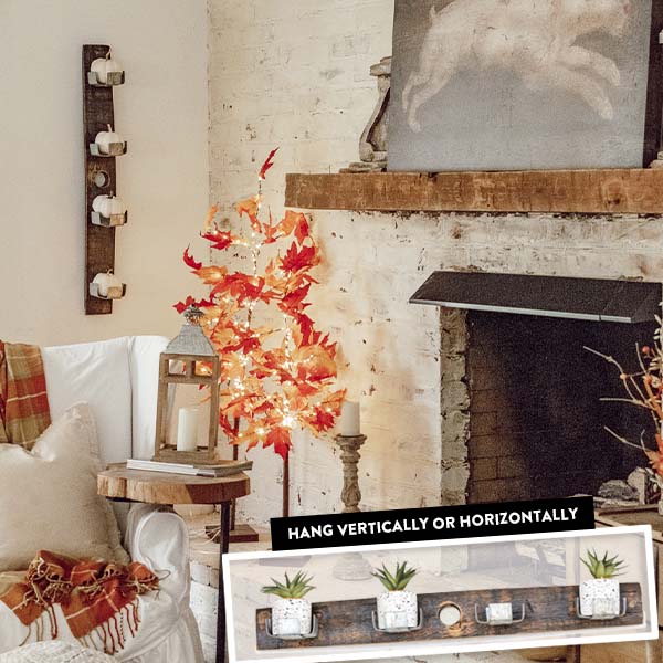 Naturally Aged Oak Barrel Stave Wall Planter/Candle Holder | Made  in the USA