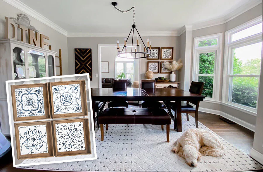 Vintage Inspired Metal Tile Wall Art, Set of 4