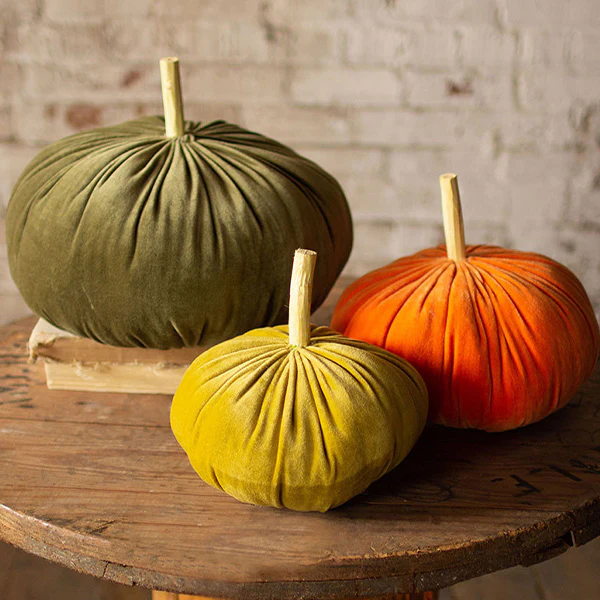 Velvet Pumpkins, Set of 3 | Autumn Glow