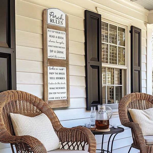 Porch Rules Hanging Sign