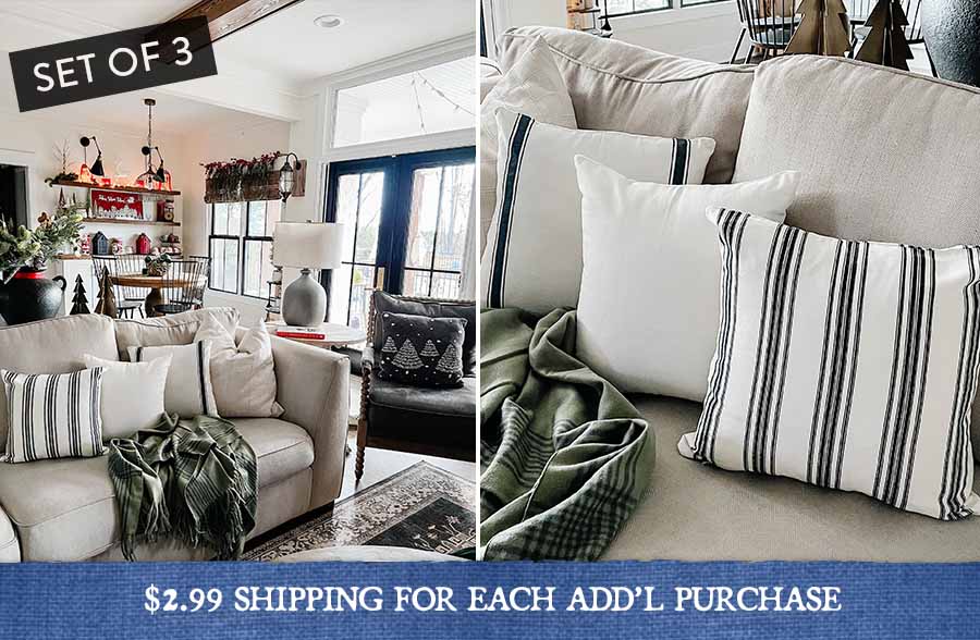 Mudcloth Striped Pillow Covers, Set of 3