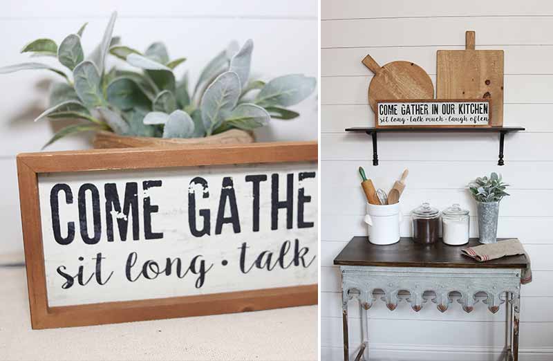Wood Framed Come Gather In Our Kitchen Sign